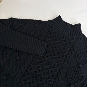 J.Crew Black Cable Knit Mock Neck Sweater XXS Heavyweight Chunky Knit Preppy